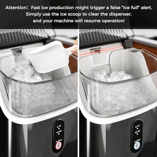 Kismile Nugget Ice Makers Countertop,Portable Ice Maker Machine with Crushed Ice, 35lbs/Day,One-Click Operation,Self-Cleaning Countertop Ice Machine,Pellet Ice Maker Countertop for Home/Kitchen/Office 5