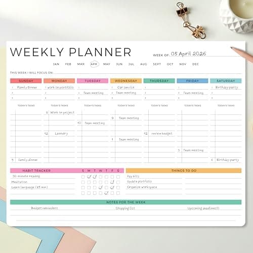 Beautiful Weekly Planner - The Perfect Undated To Do List Notepad with 52 Sheets - Aesthetic Calendar Pad & Office Desk Supplies For Women to Effectively Organize Your Work or Home Tasks
