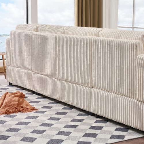 123" U-Shaped Convertible Modular Sectional Sofa with 2 L-Shape Chaises, Cloud Couch Design for Living Room, Includes 2 Pillows (Beige) 5