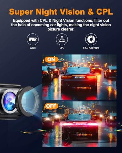 Dash Cam Front 4K, Built-in 5GHz WiFi with CPL, Car Camera Dashcam with UHD 2160P, 64GB Card, 24H Parking Monitor, Super Night Vision, WDR, G-Sensor, App Control, 170° Wide Angle, Support 256GB Max 7
