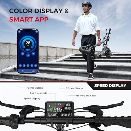 iScooter Adults Electric Scooter, 900W Motor E-Scooter with 28MPH Top Speed & 25 Miles Range, 10" Off Road Pneumatic Tires, Dual Suspension, Foldable Commuting Escooter for Adults Wilth APP-Black Gray 6