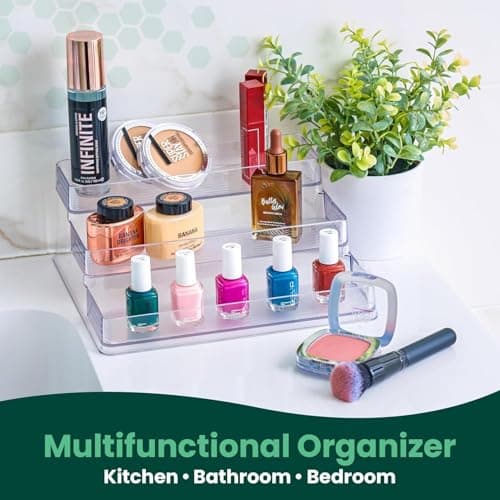 Oizeir Clear Spice Rack (2-Pack) – 3-Tier Acrylic Organizer for Cabinet – Deep Spice Shelf – 10.4 x 9.6 x 4 Inches – Holds Seasoning and Condiments 5