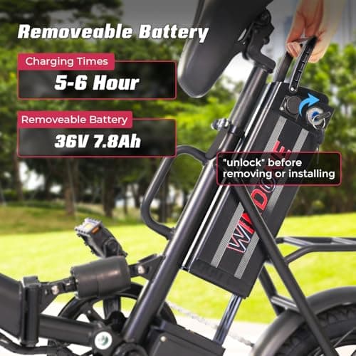 Windone S14 Electric Bike for Adults, Dual Shock Absorbers Ebike, Max 19MPH Speed & 28 Miles Range (PAS), 500W Peak Motor and Lightweight & Portable, 14" Foldable E Bike for Adults and Teens 5