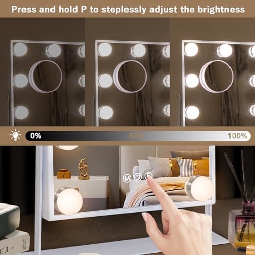 Hansong Vanity Mirror with Lights Lighted Makeup Mirror with 9 LED Bulbs Plug in Light Up Makeup Mirror with Lights 360 Rotation with 10x Magnifying Mirror Tabletop 2