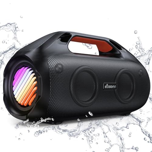 dbsono 100W Bluetooth Speaker, Outdoor Wireless Boombox with Powerful Bass, RGB Lights, IPX7 Waterproof|30H Playtime|USB-C|TWS|AUX, Portable for Party, Camping, Pool, Beach, Backyard-Black