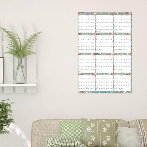 2026-2027 Calendar - Yearly 2026-2027 Wall Calendar, July 2026 - June 2027, 22.4''x34.6, Paper Folded Wall Calendars, Large Wall Calendar 12 Month One 6