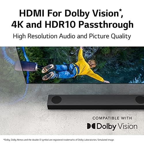 LG S80QR 5.1.3ch Sound bar with 4ch Rear Speakers, Center Up-Firing, Dolby Atmos DTS:X, Works with Airplay2, Spotify HiFi, Alexa, High-Res Audio, Synergy TV, Meridian 8