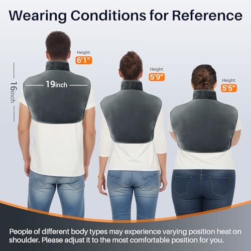 Comfytemp Weighted Heating Pad for Neck and Shoulders, Heating Pads for Back, Wearable Electric Heating Pads, Adjustable Heated Wrap with Auto-Off, Birthday Gifts for Women Men Mom & Mom Day Gifts 8