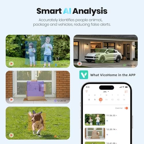 Techage Security Cameras Wireless Outdoor, 2K Battery Powered Cameras for Home Security with AI Motion Detection, 2.4G WiFi, Color Night Vision, 2-Way Talk, IP66 Waterproof, Cloud/SD Storage 2 Pack 7