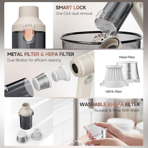 Car Vacuum, Handheld Car Vacuum Cleaner Cordless with Brushless Motor, 20000PA Suction High Power Rechargeable Vacuum Cleaner & Air Duster, 4-in-1 Portable Mini Hand Vacuum Blower with LED Display 6