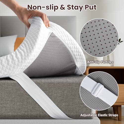 Firm Mattress Topper Queen Size, 3 Inch Gel Infusion Extra Firm Bed Topper for Queen Size Bed, Mattress Pad for Body Support & Pressure Relief, Ventilated Design, CertiPUR-US Certified 6