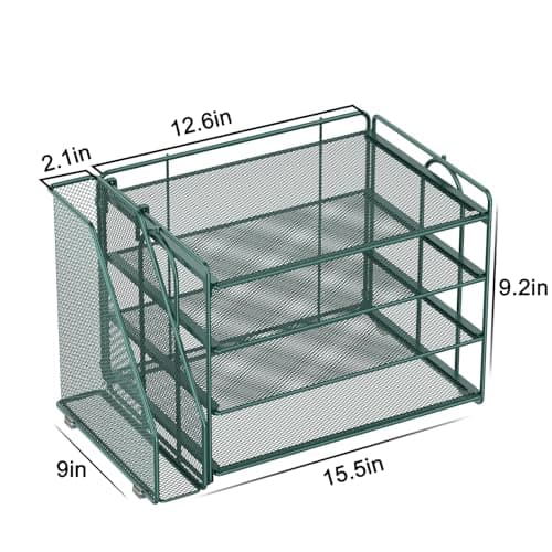 Spacrea Paper Organizer, Desk Organizers and Accessories for Desk with File organizer, Desk Accessories & Workspace Organizers for Catalog & Reference Racks (Dark Green) 5