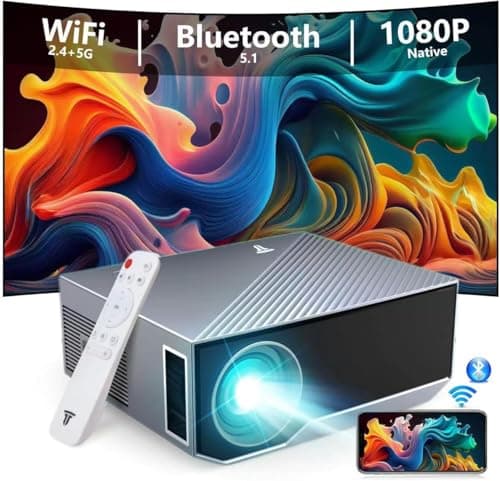 ZDK Native 1080P 18000 Lumen 4K Supported Projector with wifi and bluetooth, Bedroom Outdoor Indoor Projector Compatible with Smartphone, HDMI, USB, AV, Fire Stick, PS5 for Home, Bedroom, Outdoor Use