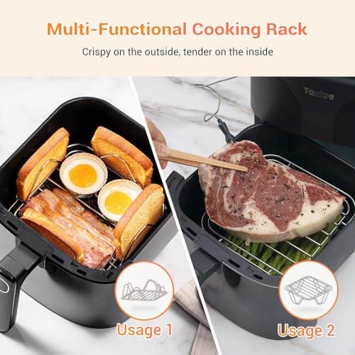 Tastee Air Fryer, 8-in-1 Compact 5.5QT AirFryers, 450°F Digital Airfryer Dehydrator with Dual-sensor Smart Probe, 24 Presets One-touch Cooking, In-app Recipes with Window, Dishwasher-safe & Non-stick 7