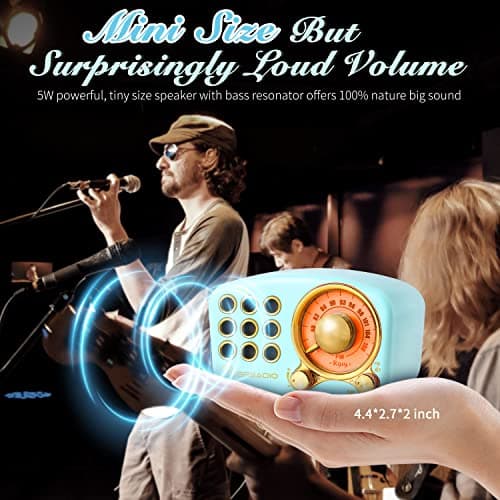 Retro Bluetooth Speaker, Vintage Radio-Greadio FM Radio with Old Fashioned Classic Style, Strong Bass Enhancement, Loud Volume, Bluetooth 5.0 Wireless Connection, TF Card and MP3 Player (Blue) 2