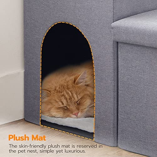 HOOBRO Dog Stairs with Storage, Foldable Dog Steps for High Bed Or Couch, 29.2" L x 15.8" W x 15" H, Pet Stairs with Pet House, for Small Dogs, Hold up to 150 lbs, 3 Steps, Gray GY03PT03 6