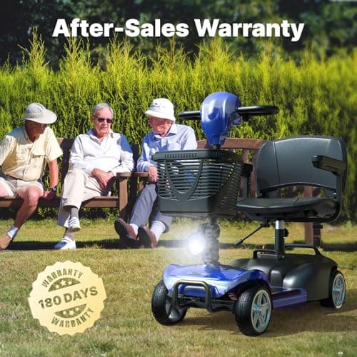 iScooter Mobility Scooter, Electric Wheelchair Device, 4 Wheel Mobility Scooter for Adults, with LED Headlight, Basket, Cup Holder, Detachable, Lightweight and Convenient, Blue 7