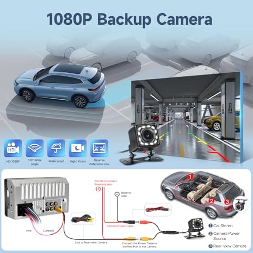 Leadfan 7inch Car Stereo Double Din Radio Touchscreen with Backup Camera Multimedia Car Audio Support Mirror Link, Bluetooth Caller ID, FM/MP3/MP4/USB/Subwoofer,Aux Input Car Audio Receivers 5