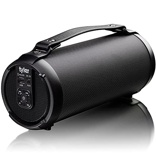 Tyler Wireless Bluetooth Speaker Water Resistant Long Range 200 watt Rechargeable Boombox USB MP3 Micro SD AUX Inputs Fm Radio Sound & Bass Carry Strap Lightweight for Home Outdoor Stereo