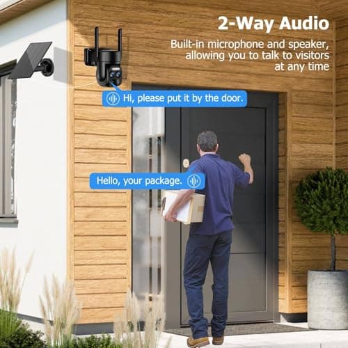 Uniter 4K Solar Security Cameras Wireless Outdoor, 5G/2.4G WiFi PTZ Camera Battery Powered, 360°View Home Security Systems with Color Night Vision/Spotlight Siren/PIR Sensor/Auto Human Tracking/IP66 6