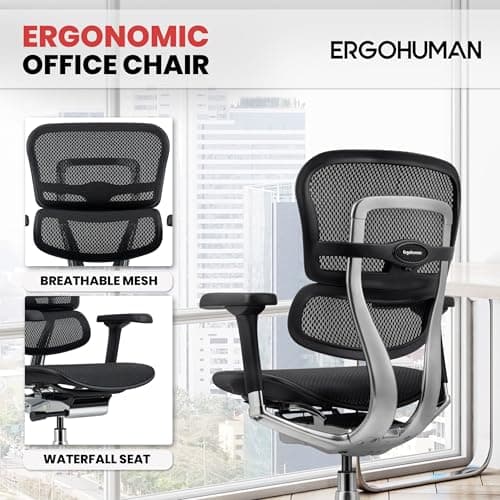 Ergohuman Eurotech ME8ERG GEN2 High Back Mesh Office Chair with Tilt Tension Control, Tilt Lock, Back Angle, Back Height, Synchro Tilt, Seat Height, Seat Depth, and Arm Height Adjustments, Black 4