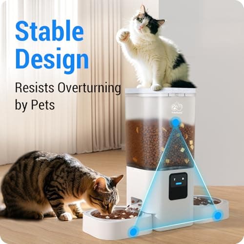 Frienhund Automatic Cat Feeder 2 Cats with Slow Feed: Dual Automatic Dog Feeder with 5G WiFi, Cat Food Dispenser with APP Control for Multiple Pets, Detachable for Easy Clean, Double Pet Bowl - 29 Cup 9