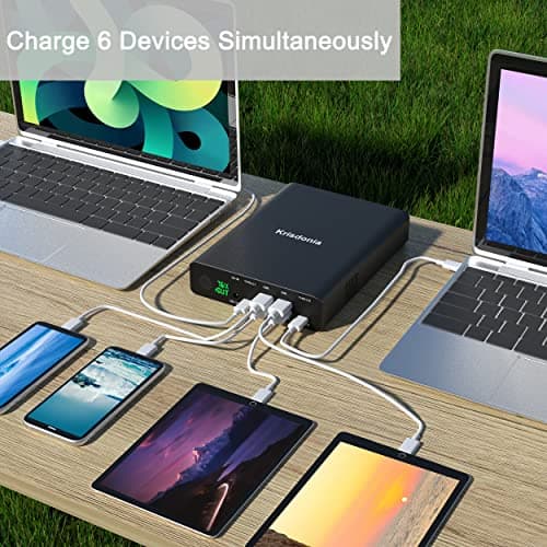 Krisdonia Portable Charger, PD 100W USB C Power Bank 64000mAh Fast Charging External Battery Pack with Dual PD (100W&65W) & 4 USB-A (QC3.0 18W) for Type-C Laptops, MacBook Pros, XPS, iPad Pro 6