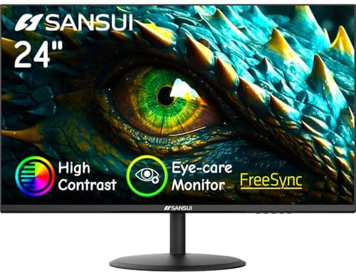 SANSUI Computer Monitor 24 inch Eye Care FHD 1080P Display HDMI,VGA Ports with 178° Viewing Angle/Frame-Less/Tilt/VESA Compatible for Office and Home