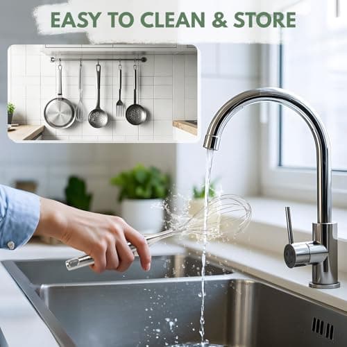 Stainless Steel Whisk for Cooking Kitchen Non Stick Balloon Wire Metal Baking Whisk Egg Beater for Blending, Whisking Beating,Dishwasher Safe, 12inch (Stainless Steel Handle) 7