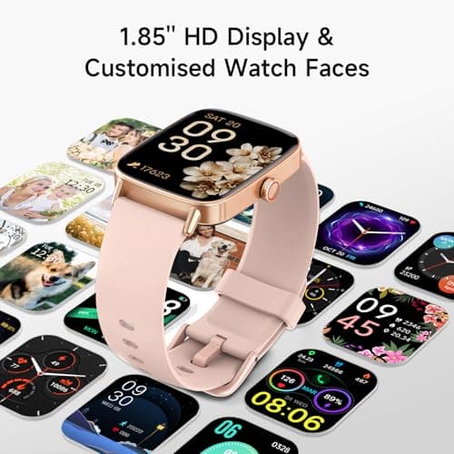 Smart Watch for Women, 1.85" HD Smartwatch Compatible iPhone/Samsung/Android (Answer/Make Calls), 100+ Sport Modes Fitness Tracker with Heart Rate/Sleep/SpO2 Monitor, IP68 Waterproof, with 2 Bands 7