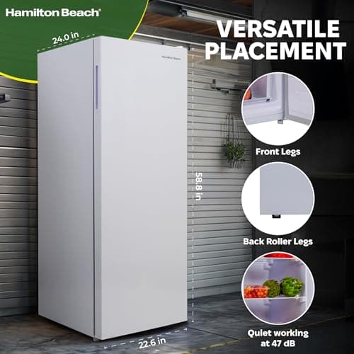Hamilton Beach HBFRF6892-WHITE HBFRF6892 Upright Convertible Fridge/Freezer-Reversible Door-Removable Glass Shelves-Adjustable Controls-6.8 cu ft, White 5