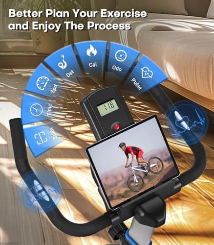 Exercise Bike, DMASUN Classic Brake Pad Stationary Bike for Home with 300 LBS Capacity, Indoor Bike with Comfortable Seat Cushion, Digital Display with Pulse 5