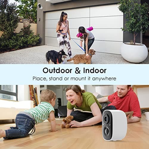 GMK Security Cameras Wireless Outdoor, 2K Color Night Vision AI Motion Detection 2-Way Talk Battery Powered WiFi Home Indoor Camera IP65 Weatherproof Spotlight Siren Alarm Cloud/SD Storage 2-Pack 8