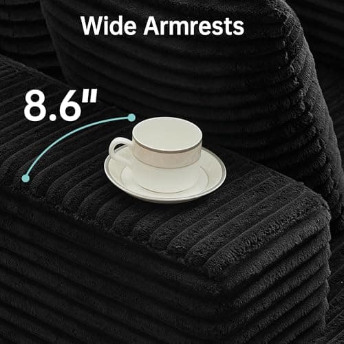 Opiesit 43"W Chaise Lounge Sofa Chair Indoor, Small Boneless Couches for Small Spaces, Fluffy Comfy Cloud Sofa in a Box, Compression Foam Sleeper Sofa for Living Room&Apartment, Plush Corduroy (Black) 6