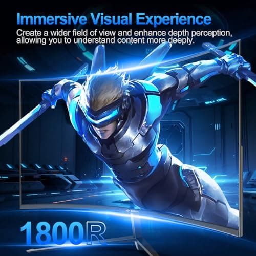 Gawfolk 27 inch Curved Gaming Monitor,144Hz/180Hz PC Monitor Full HD 1080P, Frameless 1800R Computer Display with FreeSync & Eye-Care Technology, Wall Mountable, DP, HDMI Port (Black) 7