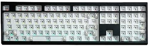 GMK108 Barebones Mechanical Keyboard Kit,VIA Programmable Gasket Mounted BT5.0/2.4GHz/Type-C Tri-Mode Wired Hot-Swap RGB Backlit Full Size Custom PCB DIY Mechanical Keyboard Kit(Black)