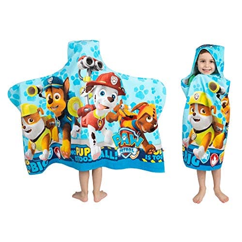 Paw Patrol Blue Bath/Pool/Beach Soft Cotton Terry Hooded Towel Wrap, 24" x 50", By Franco Kids
