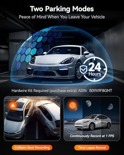 WOLFBOX i07 3 Channel Dash Cam Built-in WiFi GPS, 4K Dash Camera Front and Inside, 1440P+1080P+1080P Triple Car Camera with 3" LCD Screen, 32GB Card Included, IR Night Vision, 24H Parking Mode 5