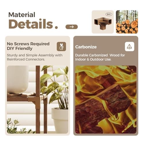 Bamworld Plant Stand Indoor Outdoor Tall Plant Shelf for Multiple Plants Pots Wood Flower Stand Large Flower Holder for Living Room, Patio, Balcony, Garden Decor, Brown 6