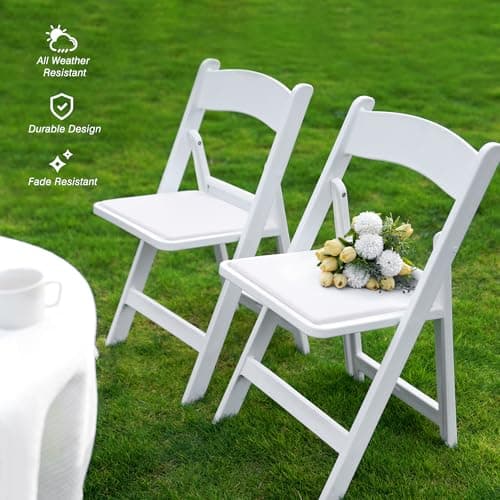 Allpop Resin Folding Chair with Vinyl Padded Seat, 550LB Capacity, Commercial Chair Set for Party Wedding Picnic Events, White 5
