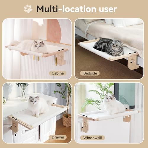 Cat Window Perch - Sturdy Hammock Seat for Large Cats, Easy-to-Install and Removable for Cleaning - Damage-Free Mount, Medium & Large Sizes 5