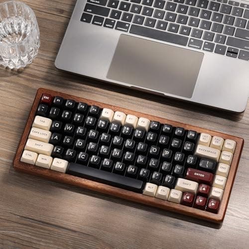GLENCREAG WK84 USB-C Wired Wooden Mechanical Keyboard, 75% Layout 84 Keys, RGB Backlit, Hot-Swappable Green Switches, QMK/VIA Programmable, for Gaming & Typing 7
