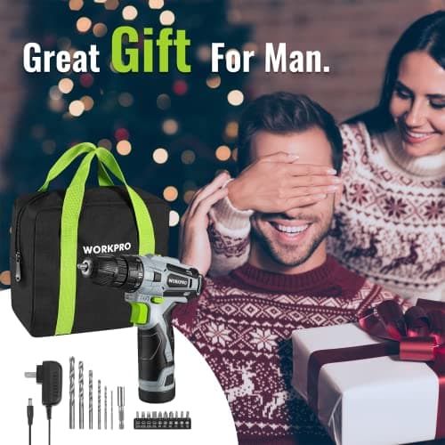 WORKPRO Cordless Drill Driver Kit, 12V Electric Screwdriver Driver Tool Kit, 3/8" Keyless Chuck, Charger and Storage Bag Included 8