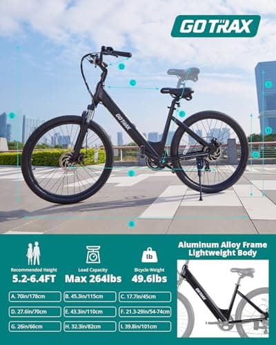 Gotrax 26" Electric Bike, Max Range 30Miles(Pedal-assist1) & 15.5/20Mph Power by 250/350W, 3 Riding Modes & Adjustable Seat, 7-Speed & Front Shock Absorber, Commuter Electric Bicycle for Adults, Black 7