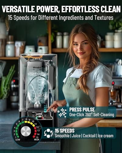 WantJoin Professional Commercial Blender With Shield Quiet Sound Enclosure 2200W Industries Strong and Quiet Professional-Grade Power, Self-Cleaning, Black 7