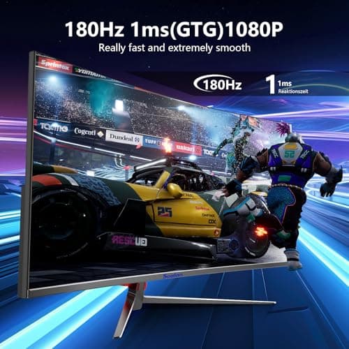 Sealan 27 inch Curved Gaming Monitor 180Hz Full HD 1080P 1800R LED Computer Monitor Display with FreeSync & Eye-Care Technology, Support VESA, DP, HDMI Port IPS Screen for Gaming Home Office 2