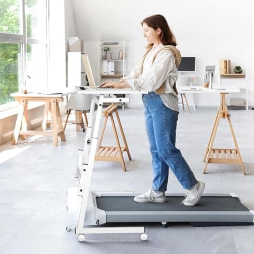 Enayplon Small Standing Desk with Wheels, Portable Treadmill Desk, Rolling Desk Adjustable Height for Laptop, Mobile Standing Table for Walking Pad, Bedside Table 8