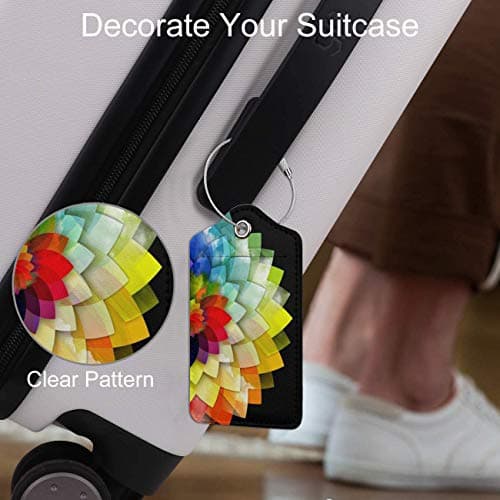 2 Pcs Luggage Tags for Suitcases PU Leather Luggage Tag with Privacy Cover Label Address Card and Durable Metal Ring Suitable for Suitcase Bag Handbags Backpacks Travel Accessories 5