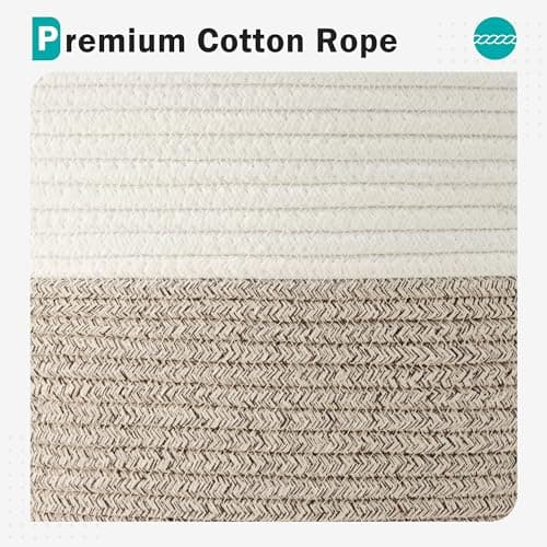 Cotton Rope Laundry Basket by YOUDENOVA, 58L Woven Collapsible Laundry Hamper, Clothes Hamper with Reinforced Handles in the Laundry Room, Bedroom, Bathroom, Brown 6