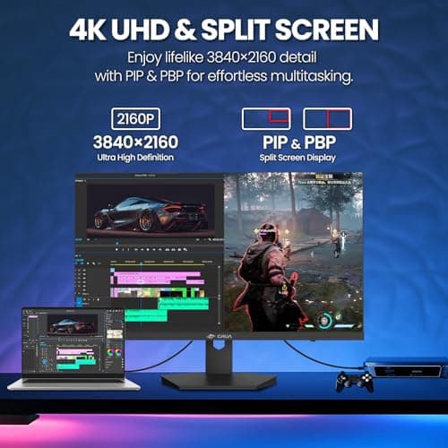 CRUA 27” 4K Gaming Monitor, UHD 3840x2160 160Hz IPS Screen, Height/Pivot/Swivel/Tilt Adjustable Vertical Monitor, Support AMD FreeSync, Built-in Speakers, 120% sRGB, PIP/PBP, HDMI 2.1 & DP 1.4-Black 6